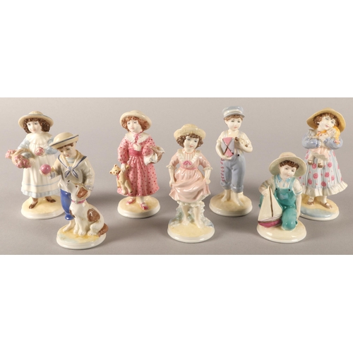 31 - Seven figurines in the Coalport Faye Whittaker Collection, to include Raggety Anne, Ship Ahoy, Summe... 