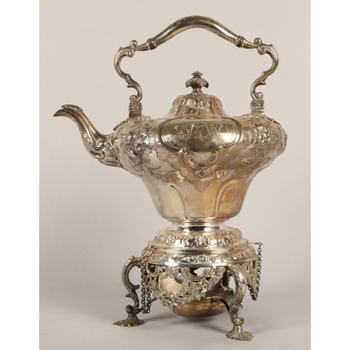 97 - Impressive silver spirit kettle, assay marked London 1916, maker D & J Wellby Ltd of London, app... 