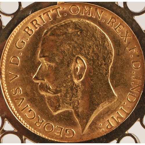55A - George V gold half sovereign dated 1911 in 9ct gold pendant mount, gross weight 6.2g... 