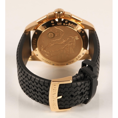 86 - Chopard 18ct rose gold chronometer Gentleman's wrist watch, the white enamel dial with three subsidi... 