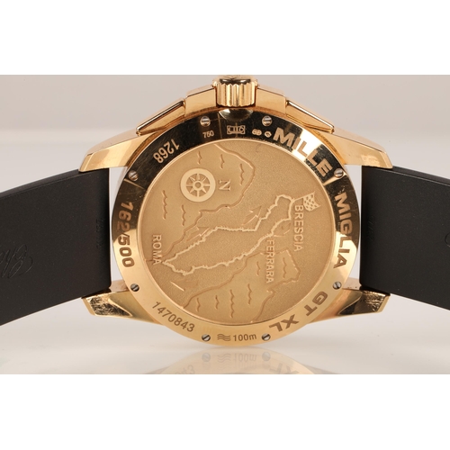 86 - Chopard 18ct rose gold chronometer Gentleman's wrist watch, the white enamel dial with three subsidi... 