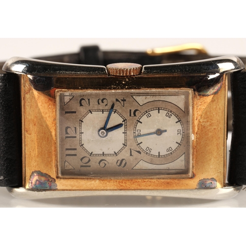 90 - Vintage Gentleman's Rolex Prince 9ct gold two tone wrist watch, rectangular silvered dial with numbe... 