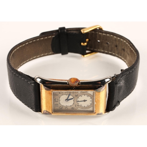 90 - Vintage Gentleman's Rolex Prince 9ct gold two tone wrist watch, rectangular silvered dial with numbe... 