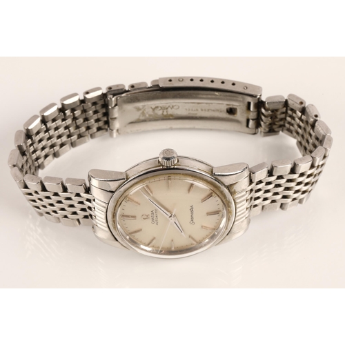 89 - Gents Omega automatic Seamaster wrist watch, silvered dial with baton hour markers on a stainless st... 