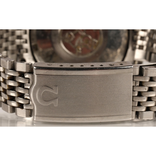 89 - Gents Omega automatic Seamaster wrist watch, silvered dial with baton hour markers on a stainless st... 
