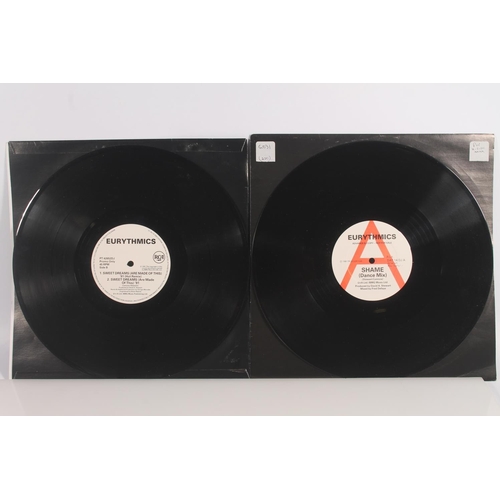 46 - Eurythmics, 12'' vinyl singles to include The Walk 4 track single in slip card, Shame (Dance Mix) Ad... 