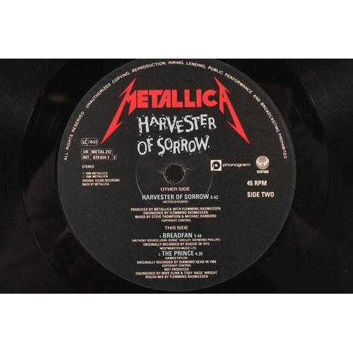 52 - Metallica, 12'' vinyl singles to include Harvester Of Sorrow with shrink wrap on front cover, 4 Trac... 