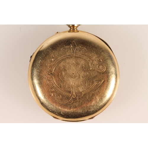 190 - 18ct yellow gold pocket watch, the white enamel dial with Roman numeral chapter ring, maker Rotherha... 