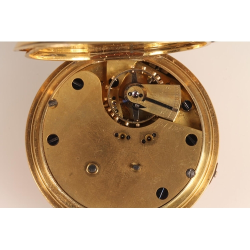 190 - 18ct yellow gold pocket watch, the white enamel dial with Roman numeral chapter ring, maker Rotherha... 