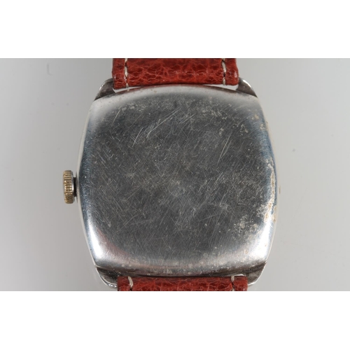 191 - 1930's silver cased gents Omega wristwatch, the champagne dial with arabic numeral chapter ring and ... 
