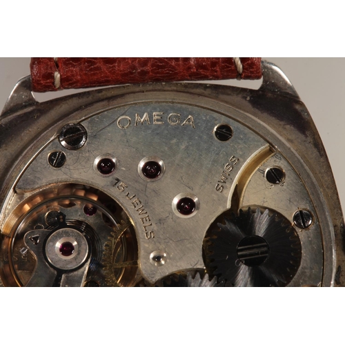 191 - 1930's silver cased gents Omega wristwatch, the champagne dial with arabic numeral chapter ring and ... 