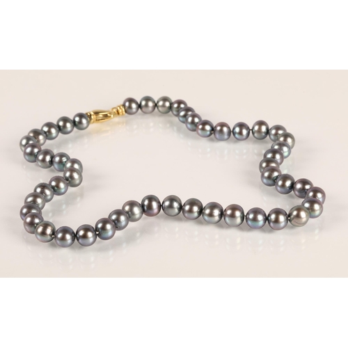63 - Tahitian pearl necklace with 14k yellow gold clasp, 45cm long