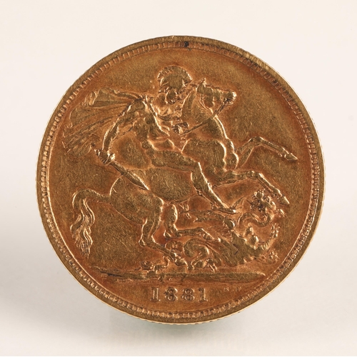 61A - Victorian gold sovereign dated 1881