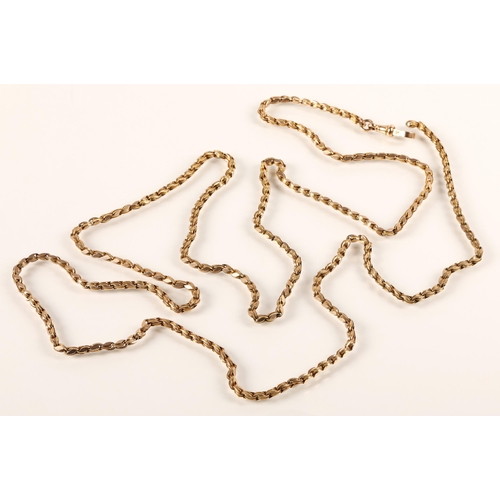 72 - 9ct yellow gold belcher chain, 125cm long, weight 40.8g