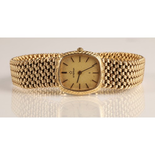 83 - Ladies 9ct gold Eterna wrist watch on 9ct gold bracelet strap, quartz movement, gross weight 41g... 