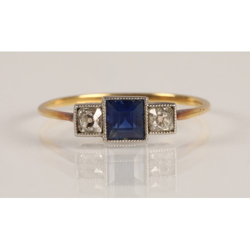 60 - Ladies diamond and sapphire ring, ring size K