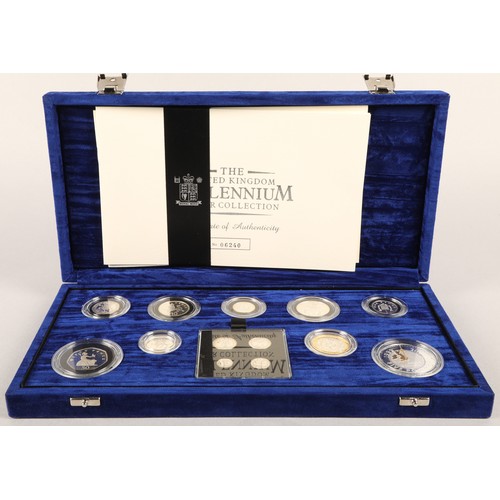 71A - The Royal Mint Millennium silver proof coin set, to include Maundy money, number 06240 with fitted c... 