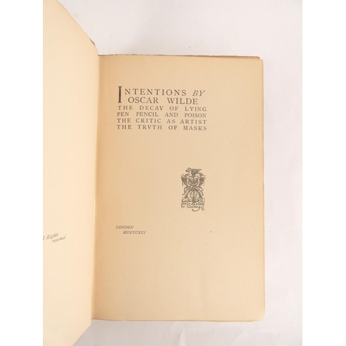 66 - WILDE OSCAR.  Intentions, The Decay of Lying Pen, Pencil & Poison, the Critic as Artist, the Tru... 