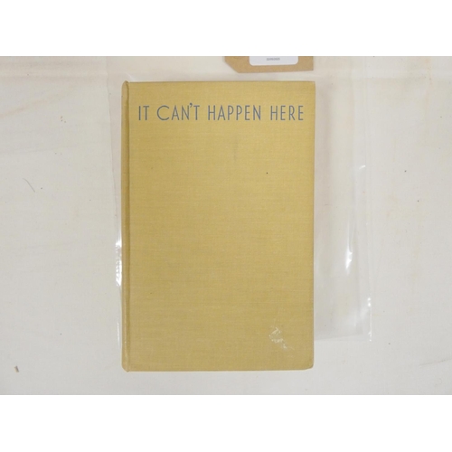 63 - LEWIS SINCLAIR.  It Can't Happen Here. Orig. pale grey cloth. First Edition, Jonathan Cape, 1935. A ... 