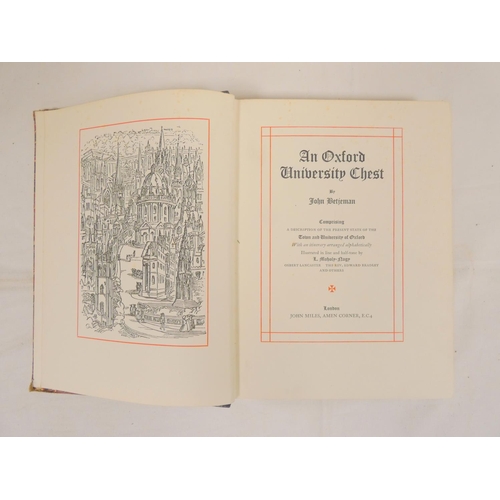 72 - BETJEMAN JOHN.&nbsp;&nbsp;An Oxford University Chest. Illus. Quarto. Cloth backed marbled brds., som... 
