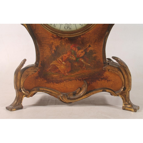 1 - French Rococo style painted giltwood mantel clock, the movement stamped A D Mougin, no.88119, 40cm h... 