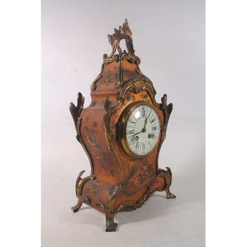 1 - French Rococo style painted giltwood mantel clock, the movement stamped A D Mougin, no.88119, 40cm h... 