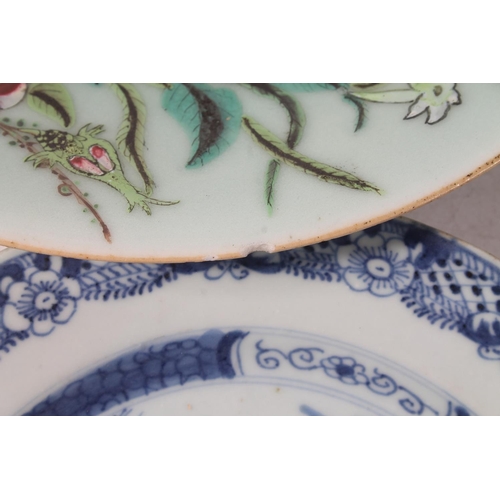 12 - Chinese Canton famille rose dish decorated with insects and flowers, 26cm diameter, a Chinese Canton... 