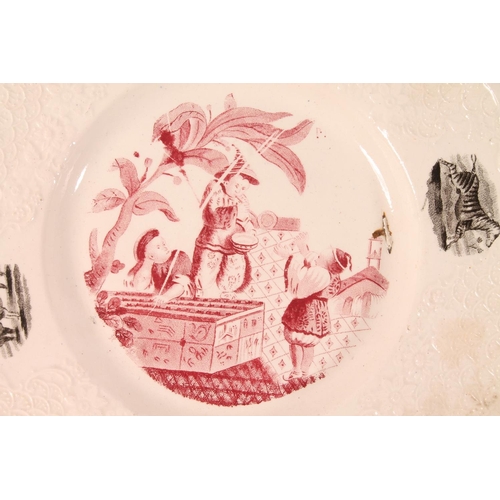 3 - Pair of J M P Bell style Chinese export pearlware dishes with transfer printed chinoiserie scenes an... 