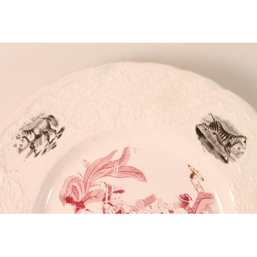 3 - Pair of J M P Bell style Chinese export pearlware dishes with transfer printed chinoiserie scenes an... 