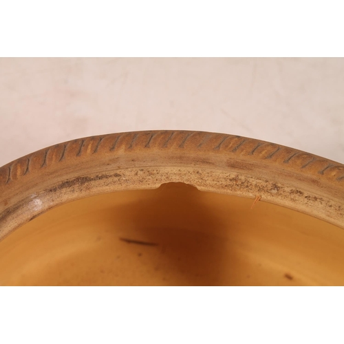 32 - Antique pottery game tureen with insert, 26cm long.