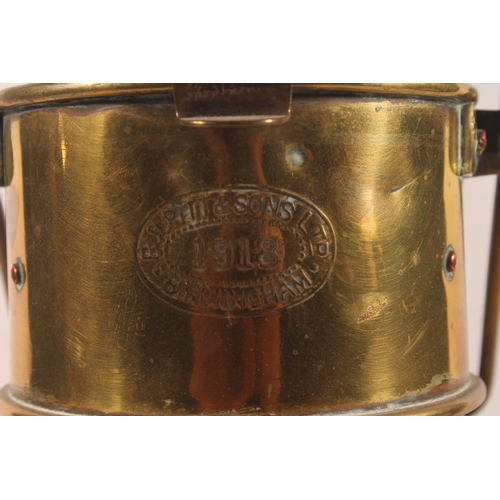 34 - B J Pitt & Sons Ltd of Birmingham brass ships masthead lantern, dated 1918, 52cm high to top of ... 