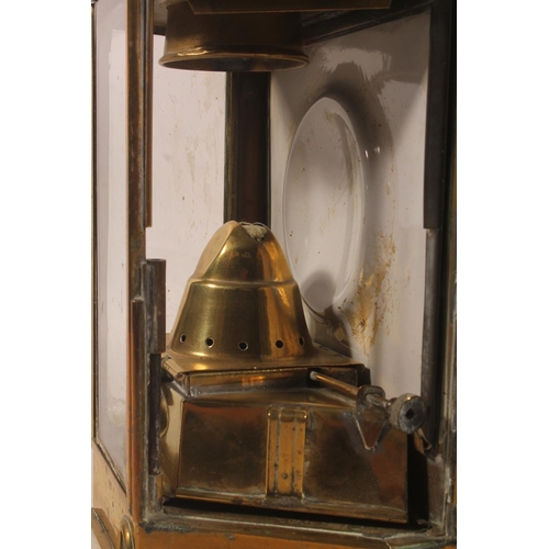 34 - B J Pitt & Sons Ltd of Birmingham brass ships masthead lantern, dated 1918, 52cm high to top of ... 