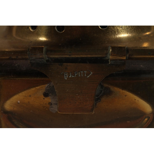 34 - B J Pitt & Sons Ltd of Birmingham brass ships masthead lantern, dated 1918, 52cm high to top of ... 