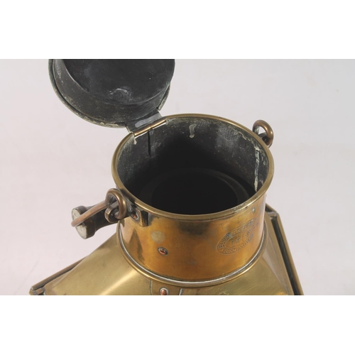34 - B J Pitt & Sons Ltd of Birmingham brass ships masthead lantern, dated 1918, 52cm high to top of ... 