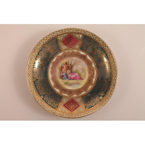 36 - Vienna porcelain jug, a Vienna porcelain trophy with hand-painted vignettes of horses and riders, be... 