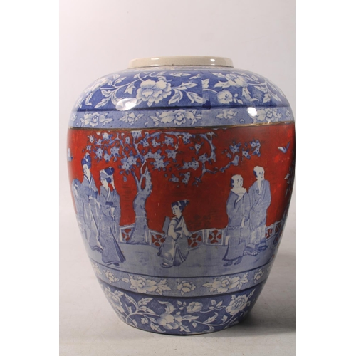 38 - Pair of EPC of Stoke-on-Trent transfer printed baluster vases of ginger jar form decorated with orie... 