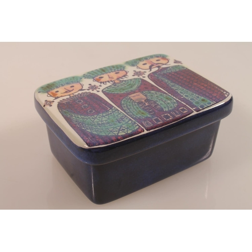 46 - Royal Copenhagen pottery trinket box and cover painted with three wise men, painted marks to undersi... 