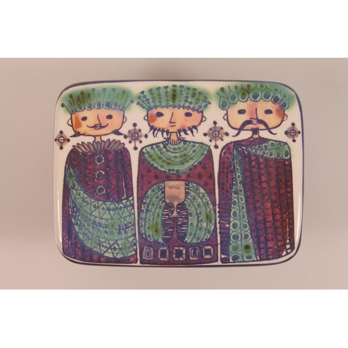 46 - Royal Copenhagen pottery trinket box and cover painted with three wise men, painted marks to undersi... 