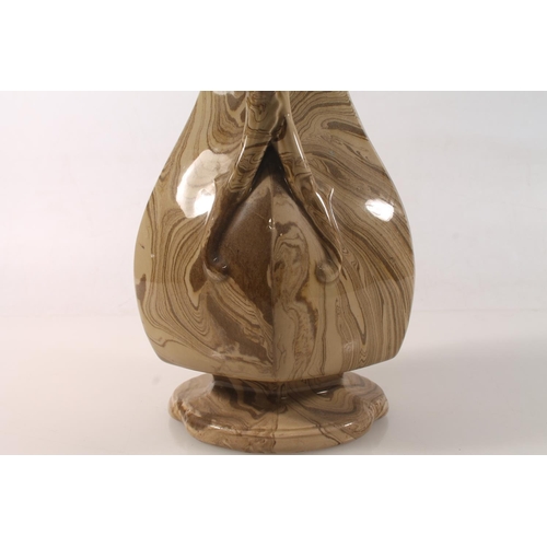 5 - Scottish Victorian agate ware pottery ewer with pewter lid, 30cm high.