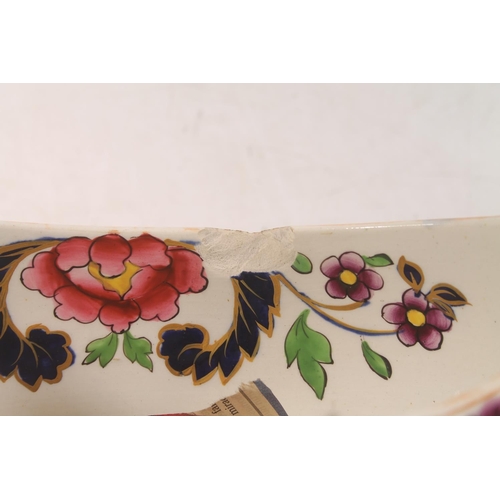 53 - JWR (John and William Ridgway) fancy stone china bourdaloue with hand-painted floral decoration, 25c... 