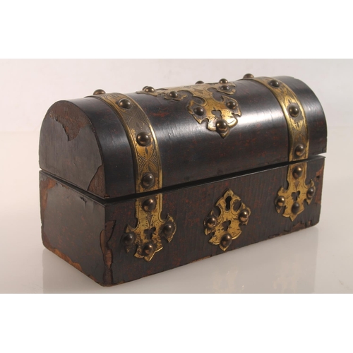 54 - Victorian gothic style dome top inkstand with boule lacquer and brass mounts, hinge top opening to r... 