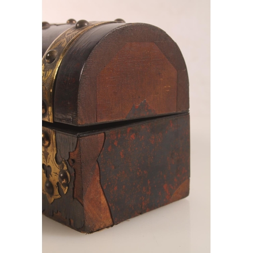 54 - Victorian gothic style dome top inkstand with boule lacquer and brass mounts, hinge top opening to r... 