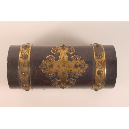 54 - Victorian gothic style dome top inkstand with boule lacquer and brass mounts, hinge top opening to r... 