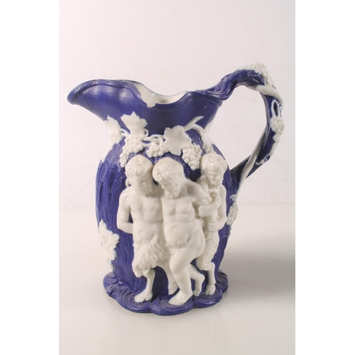 7 - Samuel Alcock & Co. Naomi and her Daughters-in-law pink and white relief decorated jug., 20cm hi... 