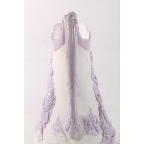 7 - Samuel Alcock & Co. Naomi and her Daughters-in-law pink and white relief decorated jug., 20cm hi... 