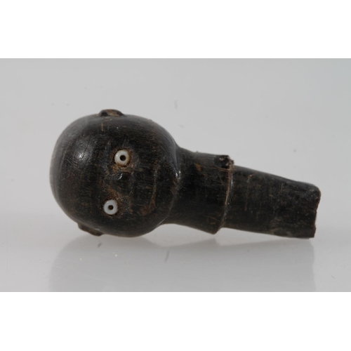 9 - Japanese kobe style carved horn and wood toy in the form of a lady, 6.5cm high, a tortoiseshell box ... 