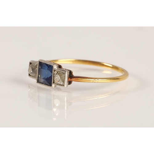 60 - Ladies diamond and sapphire ring, ring size K