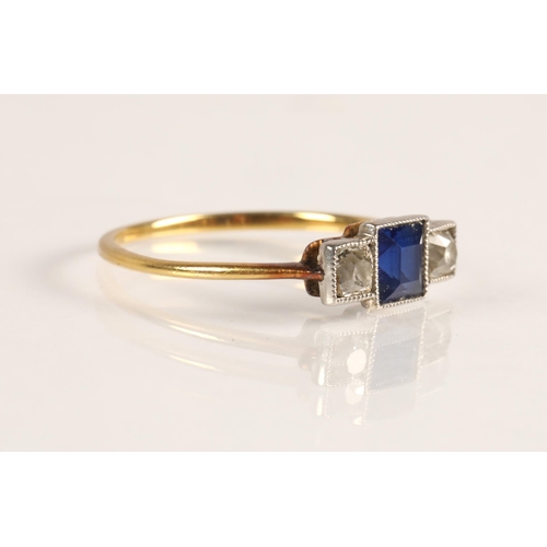 60 - Ladies diamond and sapphire ring, ring size K