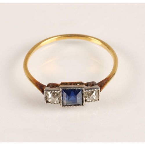 60 - Ladies diamond and sapphire ring, ring size K