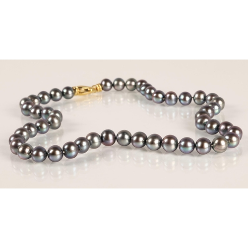 63 - Tahitian pearl necklace with 14k yellow gold clasp, 45cm long